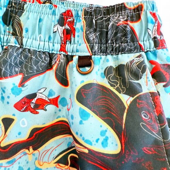 Rare‎ Balls Beachwear Dive School Blue Ocean Print Swim Trunks Barstool Sports L - Picture 4 of 10